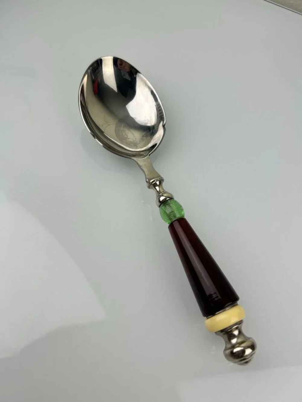 Lenox Holiday Gatherings 3 Pc Amber Green Serving Set Fork Spoon Slotted